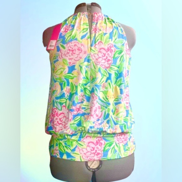 NWT Lilly Pulitzer Bowen Halter Top in Multi Grove Garden, sz Lg - Picture 3 of 4